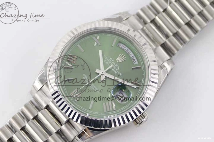 SS 904L Steel 40mm Roman Day Edition Best on 1:1 TWF Green A2836 SS Dial Date Bracelet 0123